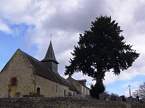 Eglise Saint-Laurent du Vey (Calvados) et if funéraire.jpg