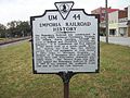 A second shot of the historical marker at the station.