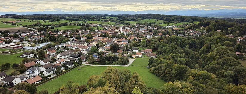 Erling, vom Turm der Kloster- und Wallfahrtskirche St.Maria von Andechs