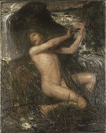 "Näckaspel" refers to the Nixie or water spirit, here painted by Ernst Josephson, 1882.