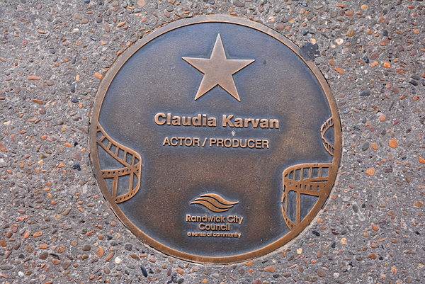 Karvan's plaque at the Australian Film Walk of Fame, Ritz Cinema, Randwick, Sydney