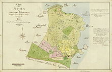 Зеленая, желтая и розовая рисованная карта