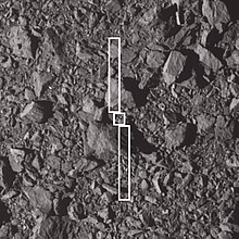 Footprint of DART spacecraft over the spot where it impacted asteroid Dimorphos Footprint of DART spacecraft over the spot where it impacted asteroid Dimorphos.jpg