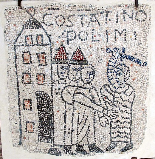 Venetian mosaic from 1213 depicting the fall of Constantinople