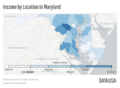 Image 26A map showing Maryland's median income by county. Data is sourced from the 2014 ACS five-year estimate report published by the U.S. Census Bureau. (from Maryland)