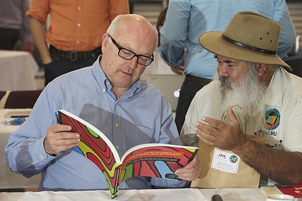 Brandis in 2015 with Aboriginal leader Patrick Dodson