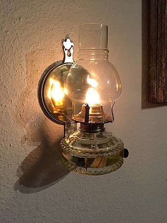 Modern oil lamp of Germany with flat wick