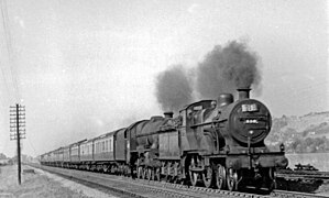 Double traction de la 530 et d'une classe Jubilee en tête de l'express Devonian de Bradford à Kingswear (1949).