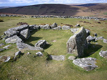 A hut circle at Grimspound (a late Bronze Age ...