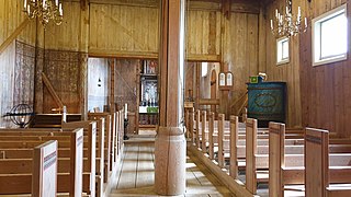 Interior with central stave post