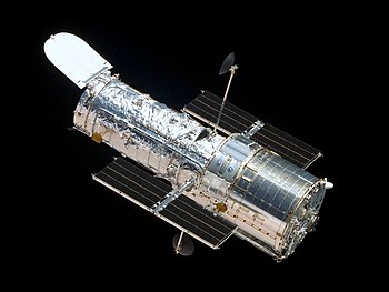 English: The Hubble Space Telescope as seen fr...