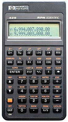 Hewlett-Packard HP-42S, programmable calculator with RPN (combined from two images, cropped).jpg