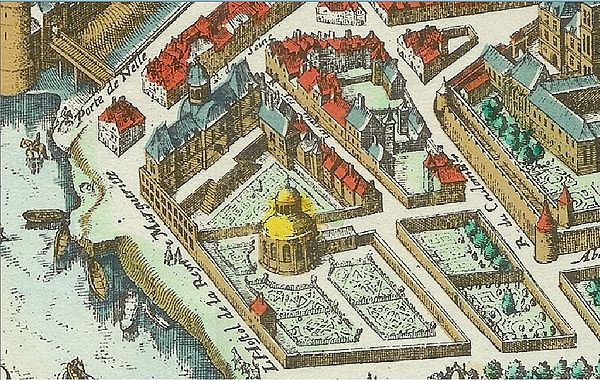 The palace and gardens of Queen Margaret of Valois (1615 engraving)