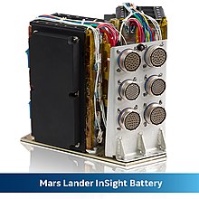The battery that powered Mars Lander InSight that launched May 2018, designed and produced by EaglePicher Technologies InSight Battery.jpg