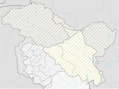 Mapa konturowa terytorium związkowego Ladakh, blisko centrum po prawej na dole znajduje się punkt z opisem „Upshi”