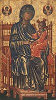 A somewhat disinterested treatment of the emotional subject and painstaking attention to the throne and other details of the material world distinguish this Italo-Byzantine work by a medieval Sicilian master from works by imperial icon-painters of Constantinople.