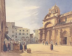 Jakob Alt, Veliki trg sa Šibenskom katedralom, 1841.