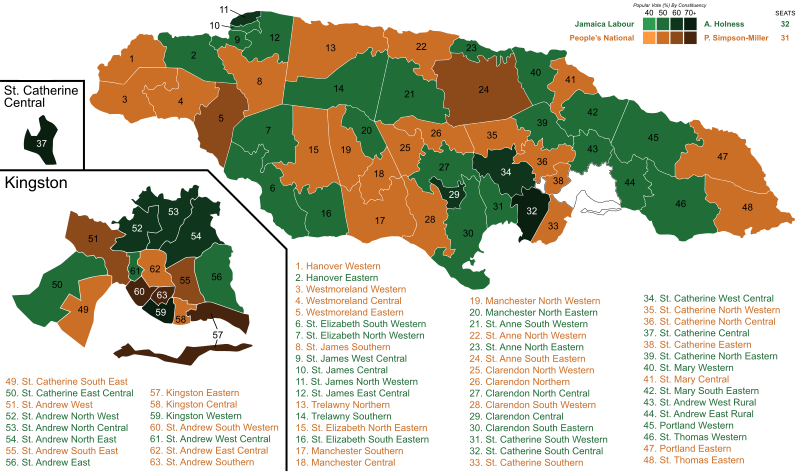 File:Jamaica general election 2016 - Results by Constituency.svg