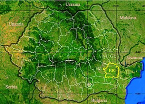 Harta României cu județul Brăila indicat