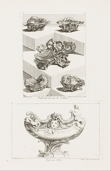 File:Juste-Aurèle Meissonnier - Differents Desseins de Sallieres (Various Designs for Salt Dishes), pl. 63 in Oeuvre de Juste-Aurele... - Google Art Project.jpg