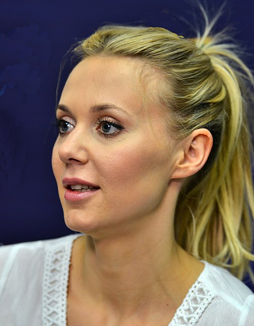 Kasia Moś during a press meet and greet