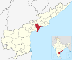 Krishnan piirikunta Andhra Pradeshin kartalla.