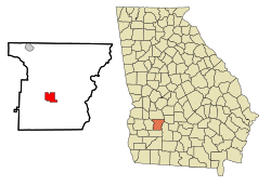Posizione nella contea di Lee e nello stato della Georgia