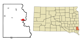 Lincoln County South Dakota Incorporated and Unincorporated areas Canton Highlighted.svg