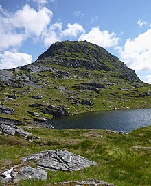 North face of the mountain with lochan at head of Coire Seasgach[note 2]