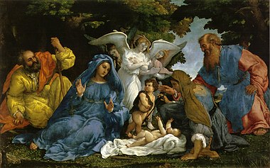 Holy Family with the Family of St John the Baptist, c. 1536, Lorenzo Lotto, Louvre