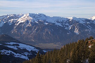 Münster seen from Wiedersberger Horn, some mountains of Brandenberg Alps