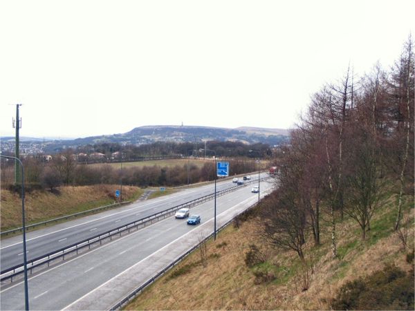 Looking northwest up the M66 at Junction 1
