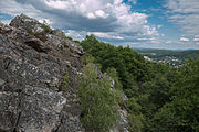 Deutsch: Die Quarzitformation der Oberhauser Felsen oder Kirner Dolomiten bei Kirn im Hunsrück, Naturpark Soonwald-Nahe