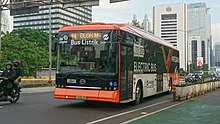 Electric bus in Jakarta MYS-22344 BYD B12 bodied BYD K9 arrived at Stasiun Sudirman 2 bus stop.jpg