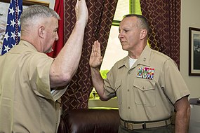 Assistant Commandant of the Marine Corps, Gen. Glenn M. Walters promotes Maj. Gen. Charles G. Chiarotti to lieutenant general at the Pentagon, June 29, 2018. Major General Charles G. Chiarotti Promotion Ceremony 180629-M-LR229-004.jpg