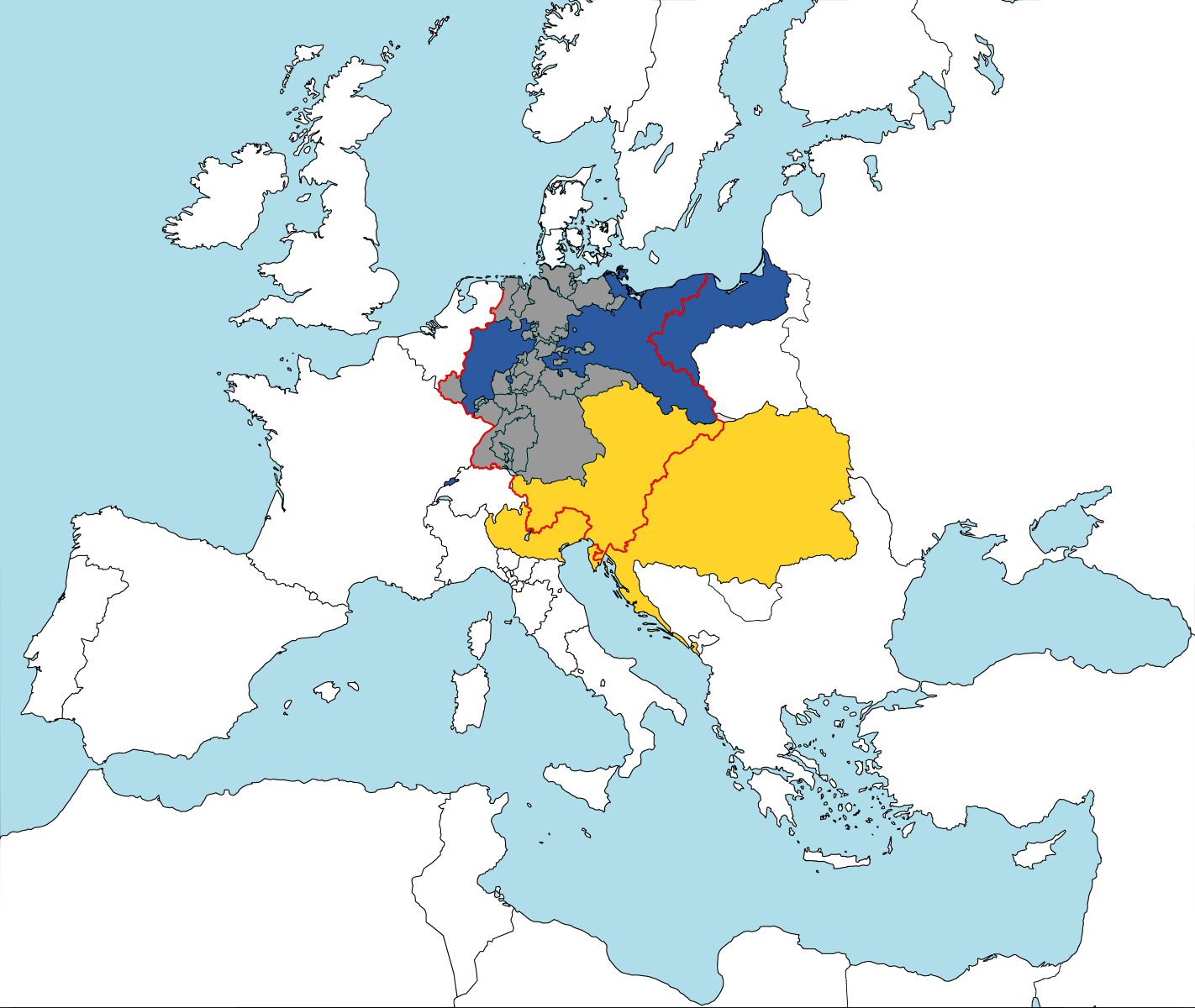 Немецкие государства. Карта германского Союза 1815 года. Германский Союз 1815-1866. Германская Конфедерация 1815-1866. Австро-венгерская Империя 19 век.