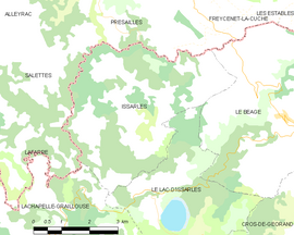 Mapa obce Issarlès