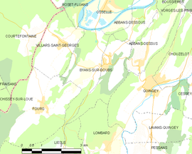 Mapa obce Byans-sur-Doubs