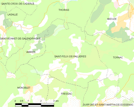 Mapa obce Saint-Félix-de-Pallières
