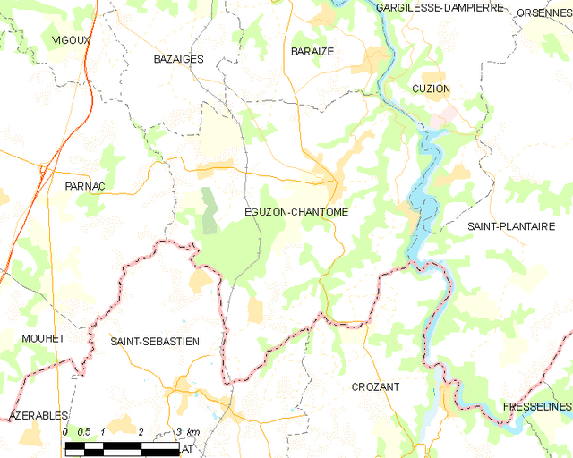 Poziția localității Éguzon-Chantôme