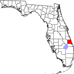 Карта штата, на которой выделен округ Сент-Люси в южной части штата. Она небольшого размера. 