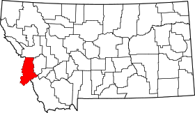 Map of Montana highlighting Ravalli County.svg