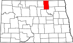 Mapa del estado que destaca el condado de Towner