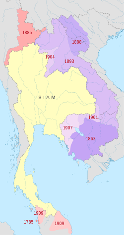 Таїланду: історичні кордони на карті