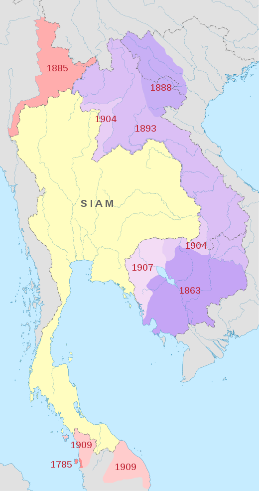 Territoires perdus par le Siam, 1867-1909.