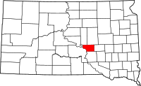 バッファロー郡の位置を示したサウスダコタ州の地図