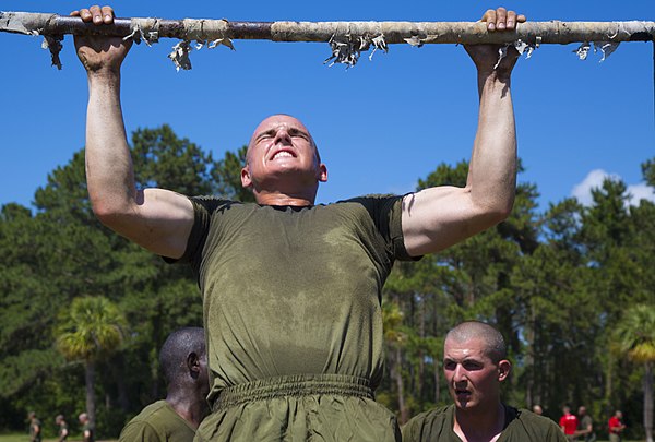 U.S Marine Corps recruits during physical training