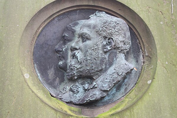 Medallion head of John Rhind and his wife on his grave in Warriston Cemetery Edinburgh