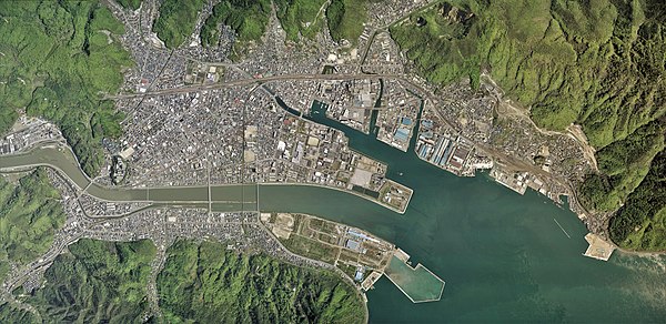 Aerial photo of Mihara City center