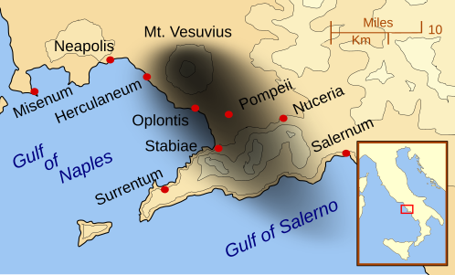 El núvol de cendra i lapil·li durant l'erupció del 79